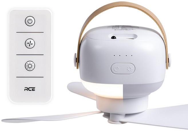 로티캠프 에어서클 LED 조명 캠핑용 천장형 타프 무선 실링팬, RF-A, 화이트