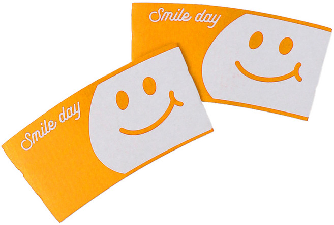 아이엔피 스마일 디자인 종이 컵홀더 98파이 옐로우, 50개입, 1개