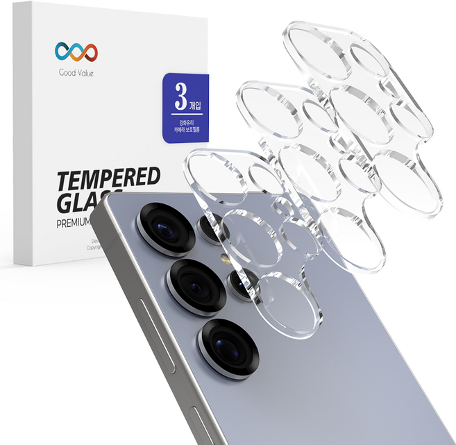 굿밸류 후면 카메라 렌즈 강화유리 보호필름 3p 세트, 1세트