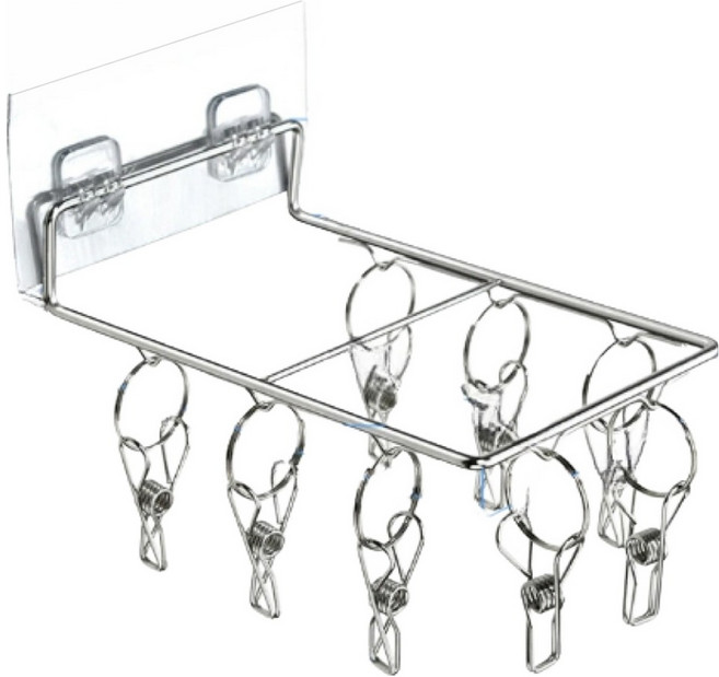 제이홈 360도 회전 빨래집게 건조대 벽걸이형 8핀, 실버