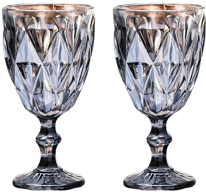 프렌치마르스 루비 스템 홈카페 유리 고블렛잔 MMM3043, 그레이, 2개