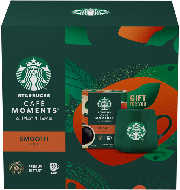 스타벅스 카페모먼트 스무스 커피 + 그린 머그 세트, 1.2g, 50개입, 1세트