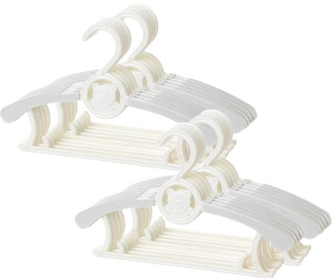 아이끌레 곰돌이 길이 조절 옷걸이, 화이트 + 그레이, 20개