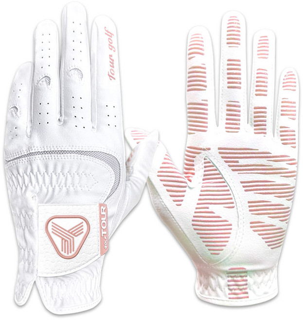 투어골프 여성용 파워그립 골프장갑 양손용 세트, 베이비핑크, 1세트