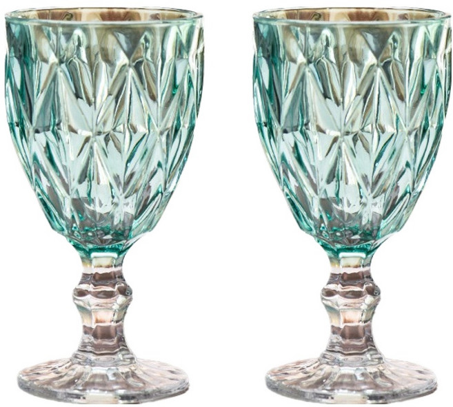 프렌치마르스 루비 스템 홈카페 유리 고블렛잔 MMM3043, 블루, 2개