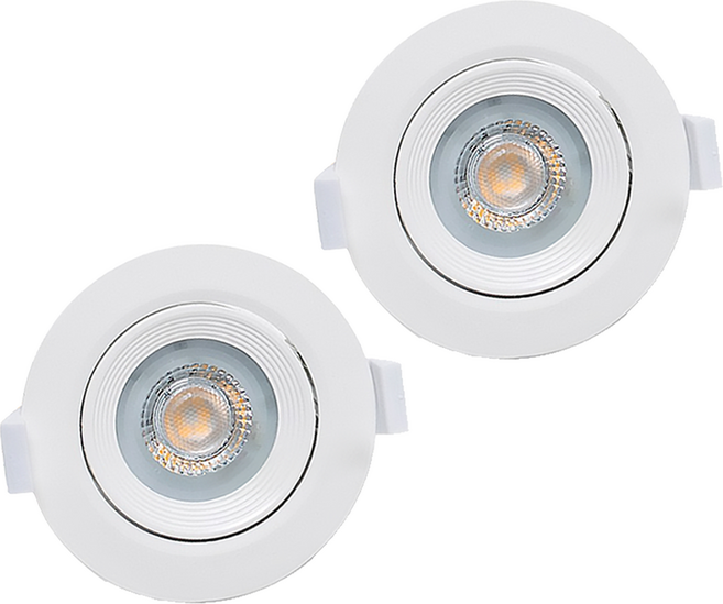 번개표 LED 회전형 다운라이트 매입등 75mm 5W, 화이트 + 주광색, 2개