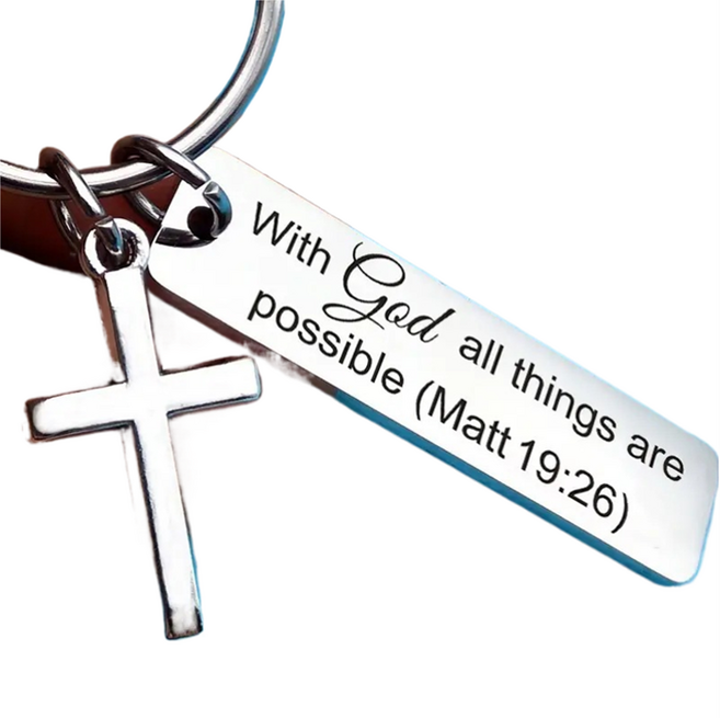 글로어스 종교용품 십자가 열쇠고리 19:26 타입 박스포장, 혼합색상, 1개