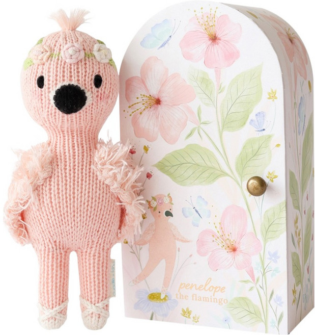 커들앤카인드 타이니 페넬로페 플라밍고 핸드메이드 애착인형 + 타이니 기프트 박스 세트, 혼합색상, 1세트