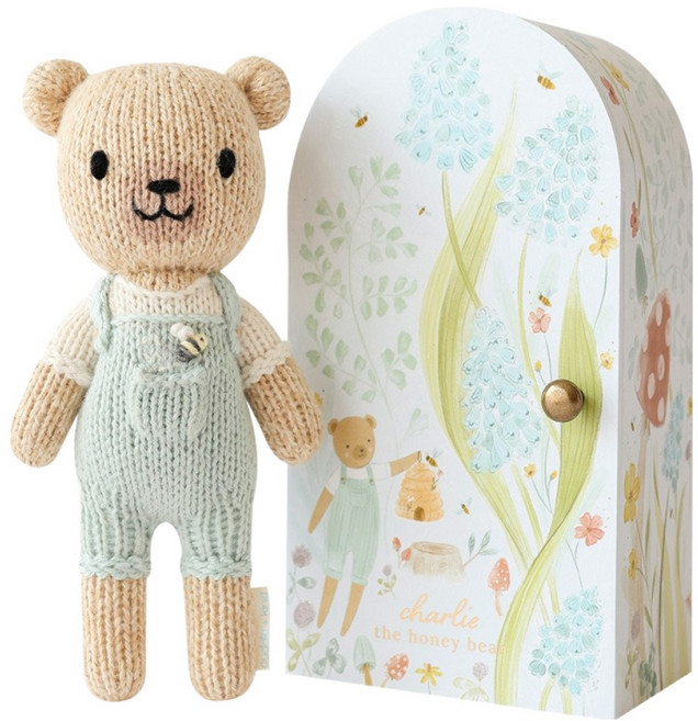 커들앤카인드 타이니 찰리 허니 베어 핸드메이드 애착인형 + 타이니 기프트 박스 세트, 혼합색상, 1세트
