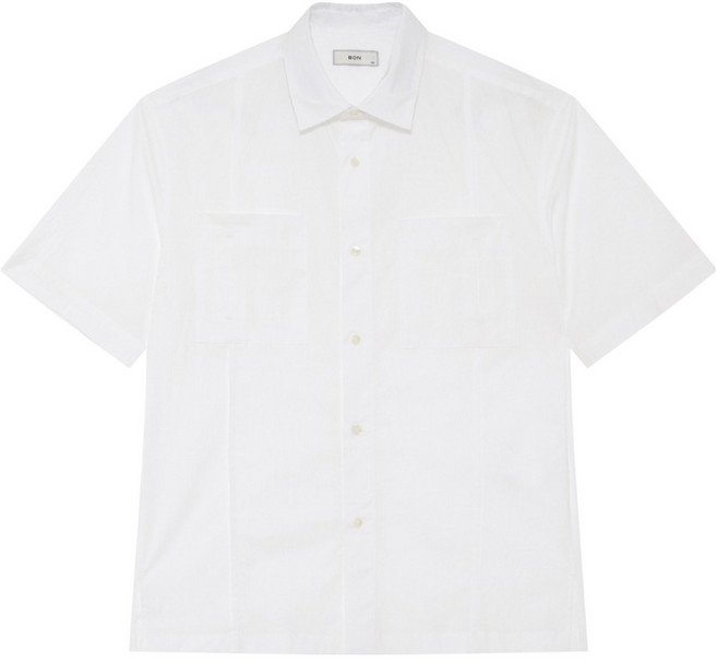 BON 남성용 크리즈 서커 세미오버핏 반팔셔츠 BN3MBA650WH