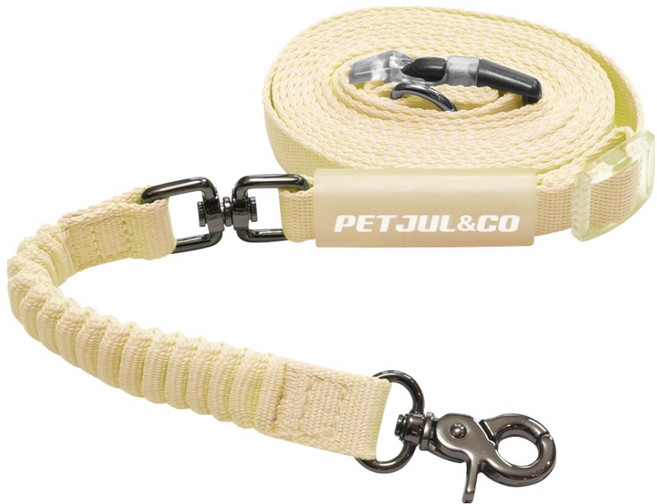 펫줄앤코 강아지 길이조절 핸즈프리 완충 리드줄, 크림, 1개