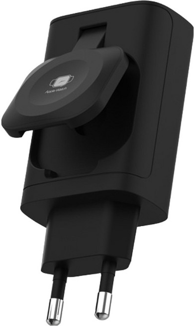 케미 여행용 가정용 올인원 40W 3포트 초고속 충전기 애플워치 호환, 1개, 블랙