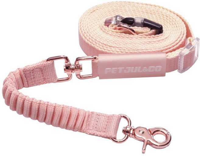 펫줄앤코 강아지 길이조절 핸즈프리 완충 리드줄, 핑크크림, 1개