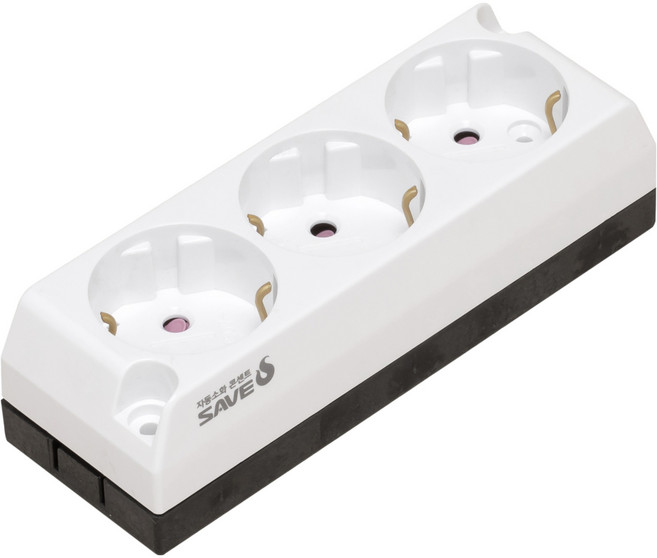 세이브에스 자동소화 노출형 3구 콘센트, 1개