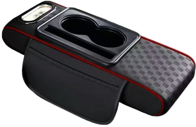 Bebehome 多功能車用扶手墊收納盒 小, 轎車/SUV, 黑紅色