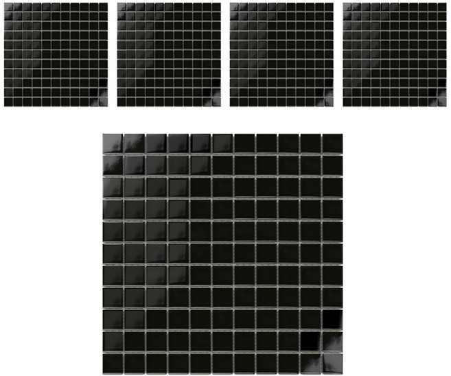 모네스페스 자기질 모자이크 타일 25mm, 유광 블랙, 5개