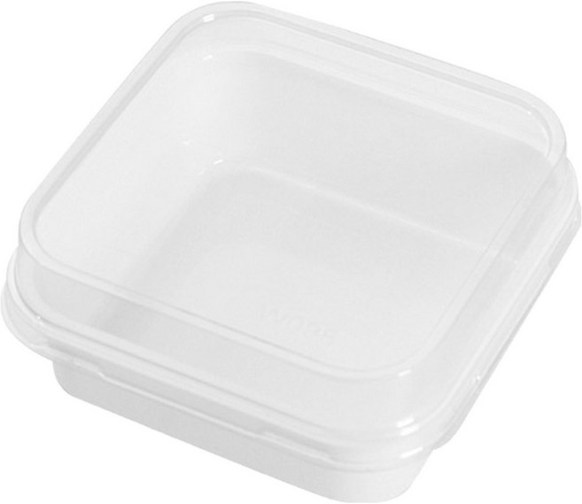 레드캣 심플한 정사각 화이트 티라미스 베이커리 포장 용기 화이트 + 투명 400ml, 1개, 50개입