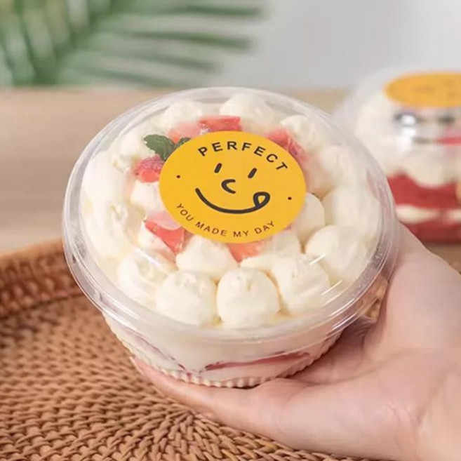 레드캣 오목 커버 원형 티라미스 보틀 케이크 용기 PET 케이스 투명 300ml, 50개, 1개입