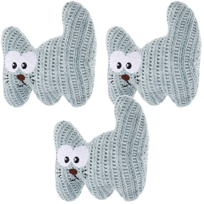 卡哇伊解悶貓玩具 斐爾青貓咪造型 3個, 1組, 藍灰色