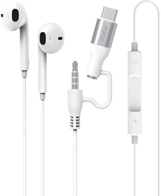 모락 글랜 2in1 C타입 3.5mm 겸용 오픈형 이어폰, 화이트, MR-GLAN06