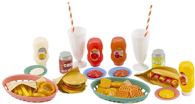 너처네이처 플레이 패스트푸드 소꿉놀이 세트, 혼합색상, 1세트