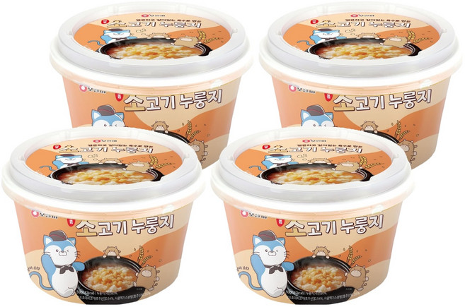 오쌀미 매콤 소고기 누룽지 컵, 50g, 4개