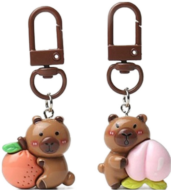 버블리데이 과일 카피바라 미니 키링 가방장식 2종 세트