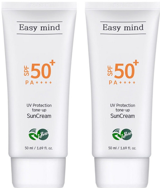 이지마인드 자작나무 무기자차 톤업 비건 선크림 SPF50+ PA++++, 2개, 50ml
