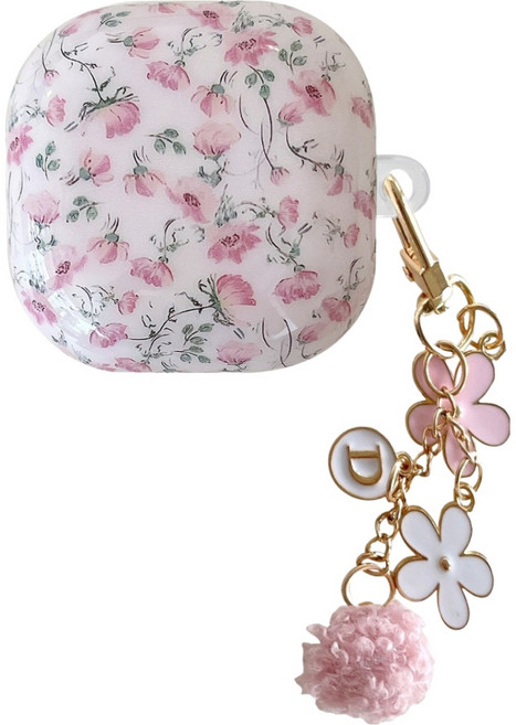 KODACHIEF 예쁜 버즈케이스 삼성 버즈FE / Buds2 / Pro / BudsPro / Live, 핑크플라워 펜던트 1, 1개