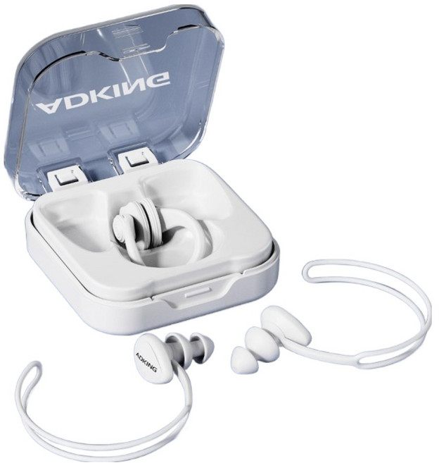 에이디킹 켈본 실리콘 방수 수영 귀마개 코마개 세트, 화이트, 1세트