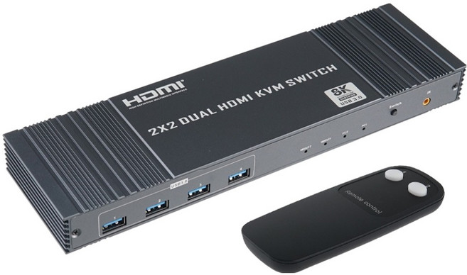 컴스 HDMI KVM 스위치 선택기 HDMI 2대의 PC 모니터 제어 8K 60Hz OU140, 1개