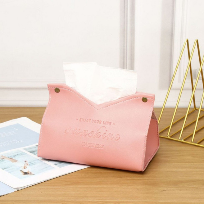 橡合杉 高檔皮革紙巾盒, 1個, 粉色