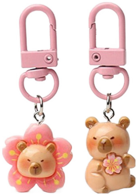 버블리데이 핑크 카피바라 미니 키링 가방장식 2종 세트