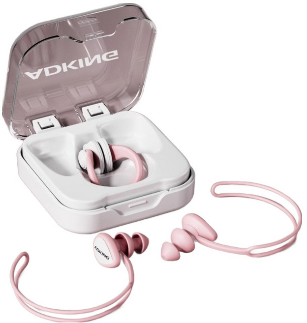 에이디킹 켈본 실리콘 방수 수영 귀마개 코마개 세트, 핑크, 1세트