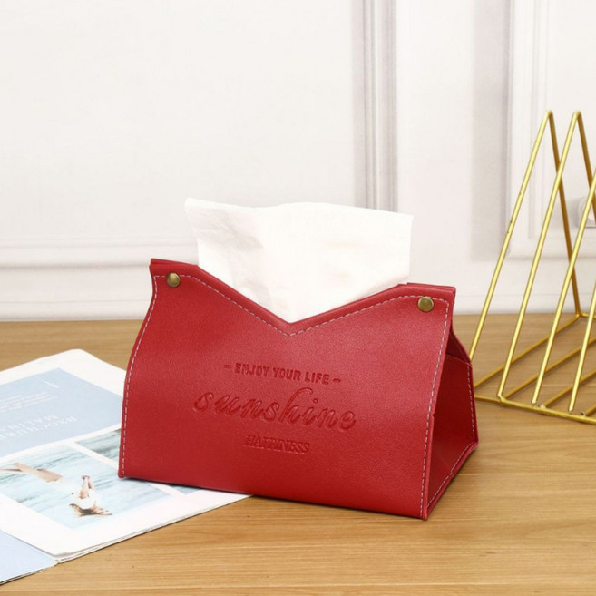 橡合杉 高檔皮革紙巾盒, 1個, 酒紅色