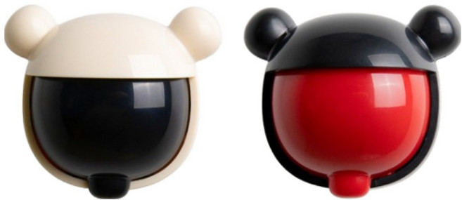 귀여운 악마 칫솔꽂이 벽걸이형 2p 세트, 레드, 블랙, 1세트