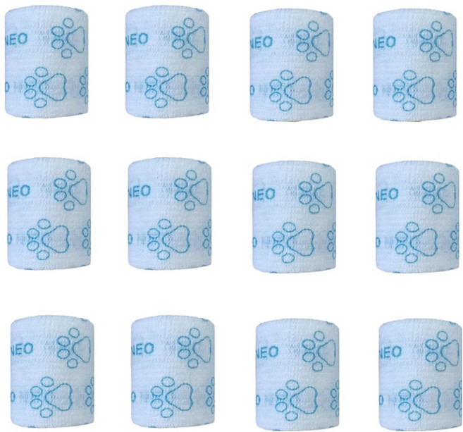 neozzang 강아지 자가점착 붕대신발 화이트 5cm x 4.5m, 35g, 12개