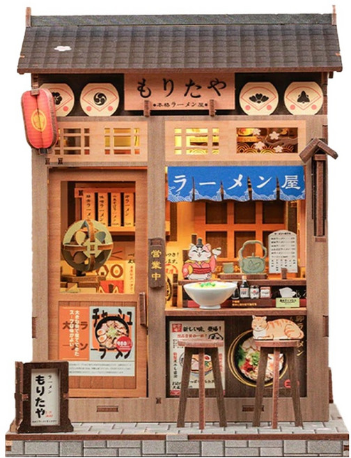 대호토이즈 모리타상 라멘 가게 미니어처 하우스 DIY 키트, 혼합색상, 1세트
