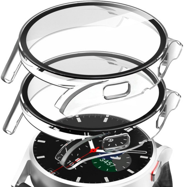 구스페리 갤럭시워치 풀커버 강화유리 케이스 2p, 투명+투명, 1세트