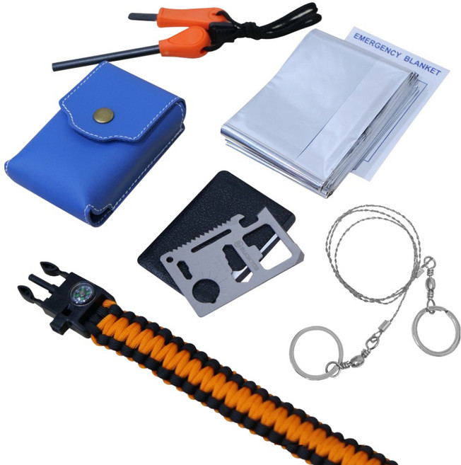 벅703 SOS 재난용품 생존키트 6종 세트, 혼합색상, 1세트