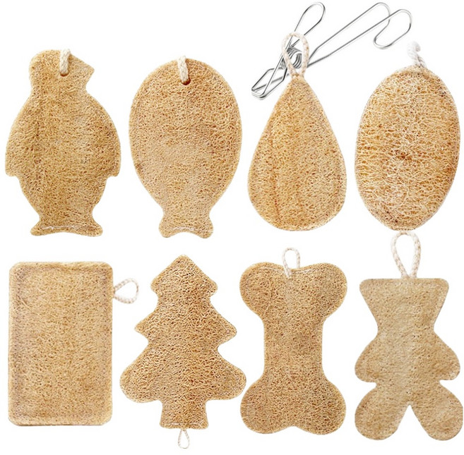 글린 루파 두겹 양면 수세미 8종 + 스텐 집게고리 세트, 1세트