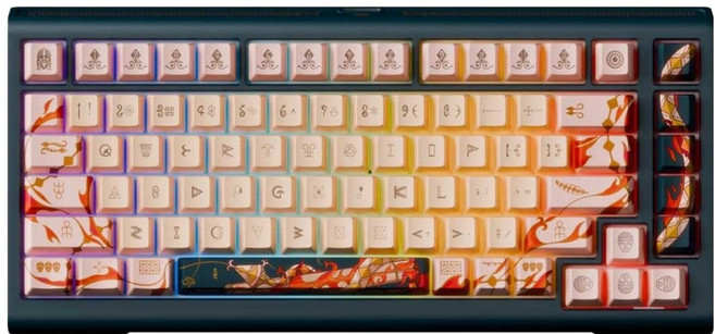Ducky 蛇年 RGB 熱插拔 PBT Cherry MX2A 75%機械式英文鍵盤, 青軸, DKYOTS2025-CCUSPHCH000BY1, 黑色 + 米黃色