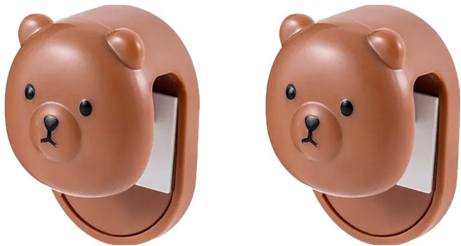 인앳홈 무타공 곰돌이 치약 튜브 클립, 브라운, 2개