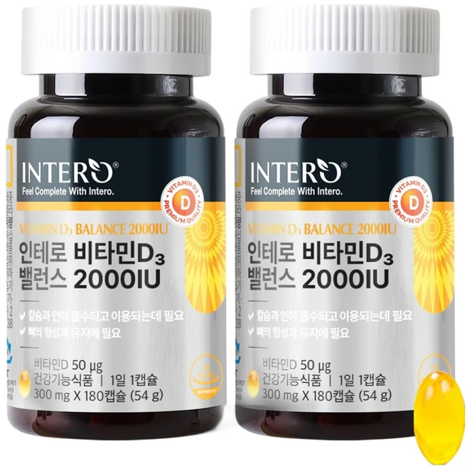 인테로 비타민D3 밸런스 2000IU, 180정, 2개 - 쿠팡
