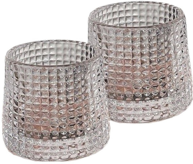 다파랑 고급 입체 패턴 유리컵 위스키 아이스잔 체크 HJ0209 160ml, 2개