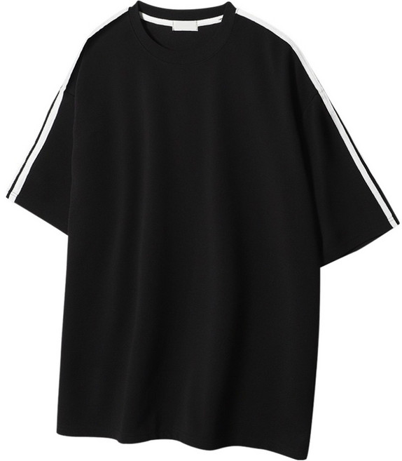 일루소 남성용 WD 링클프리 엠보 무지 소매 투라인 반팔 티셔츠