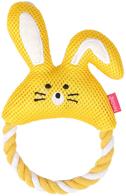 패리스독 강아지 장난감 래빗 매쉬 로프 토이, 옐로우, 1개