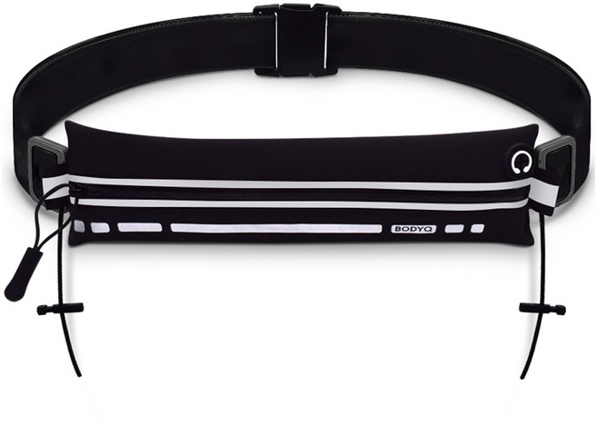 바디큐 런프로 초경량 방수 마라톤 러닝벨트, 블랙, 1개