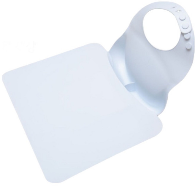 육아에 지친 엄마가 만든 자기주도 이유식 식판 매트 결합 턱받이, 블루, 1개입, 1개