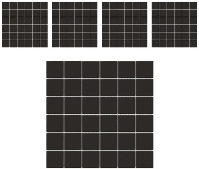 모네스페스 자기질모자이크타일 48mm, 블랙 무광, 5개